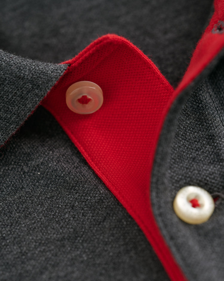 Polo męskie z długim rękawem regular fit szare