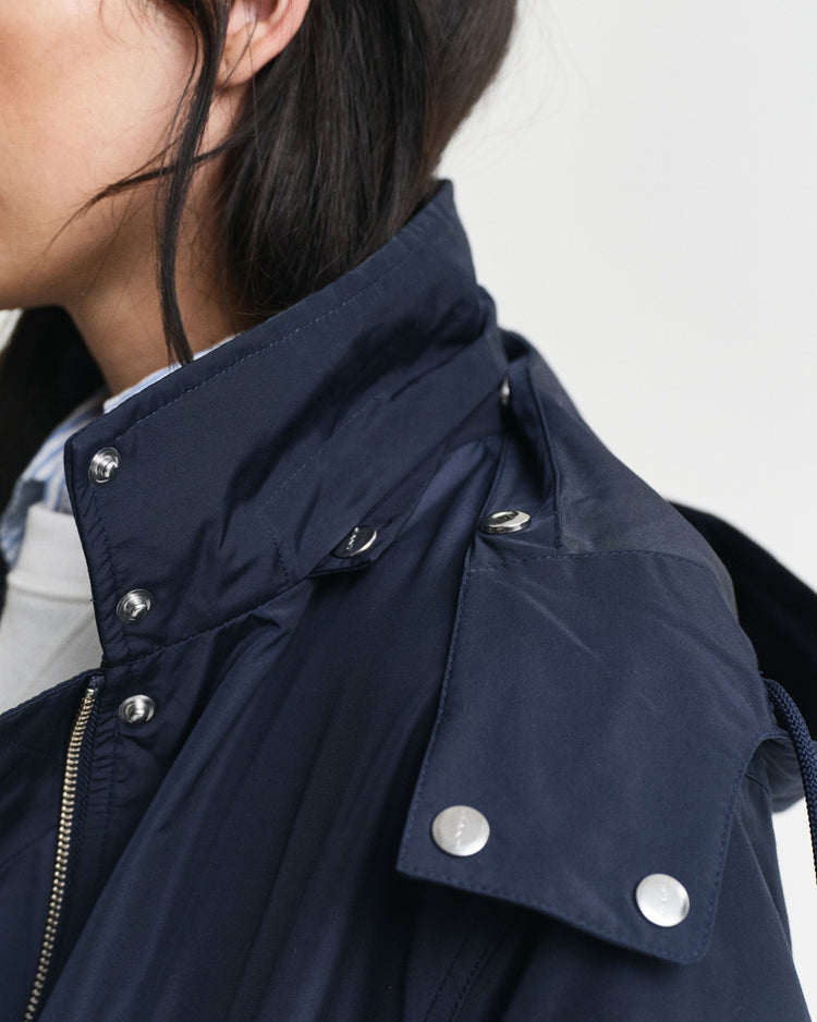 Kurtka damska z kapturem relaxed fit granatowa