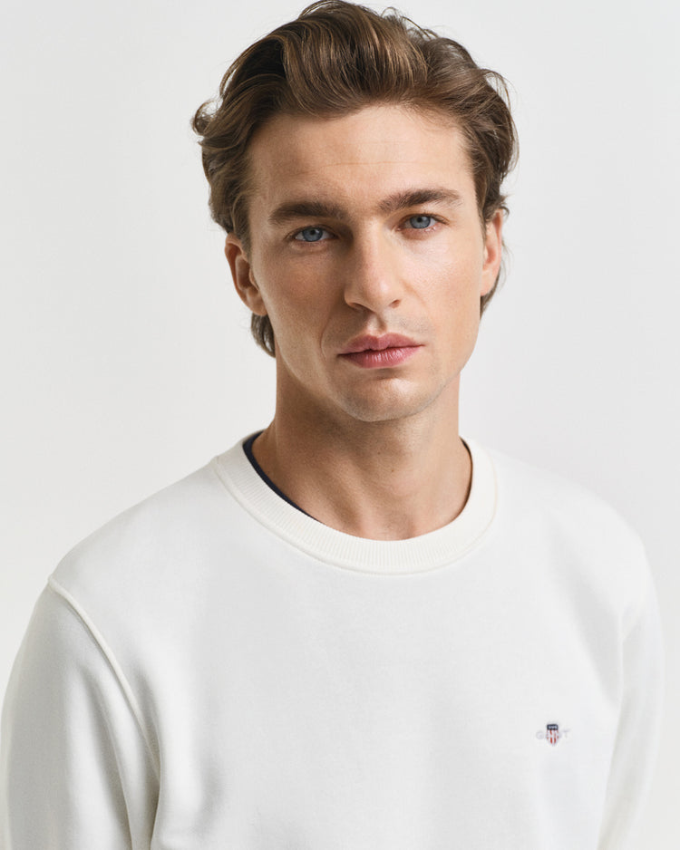 Bluza męska z okrągłym dekoltem regular fit biała