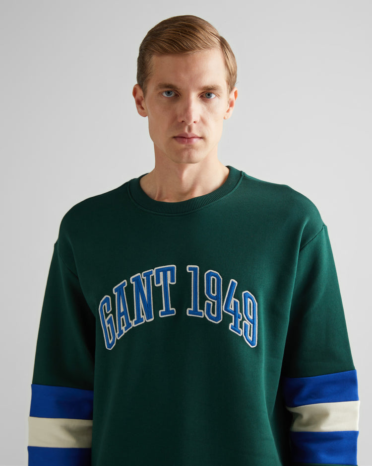 Bawełniana bluza męska z długim rękawem okrągły kołnierzyk relaxed fit