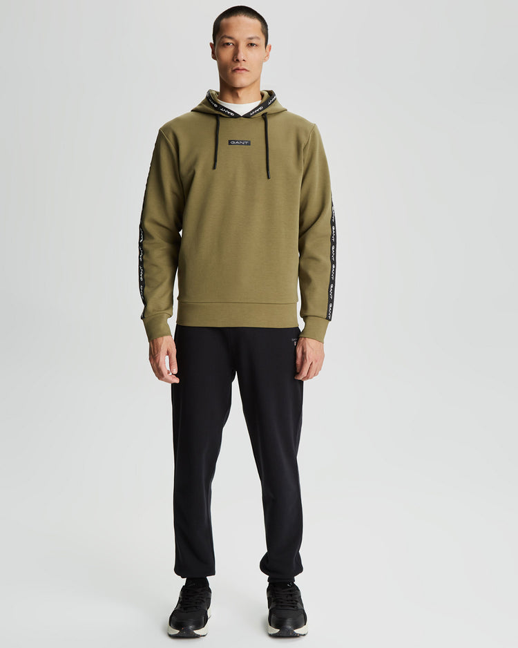 Bawełniana bluza męska z nadrukiem z kapturem regular fit zielona