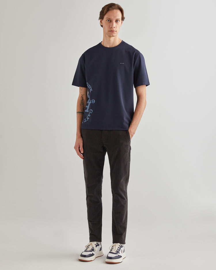 T-shirt męski z nadrukiem okrągły kołnierzyk regular fit