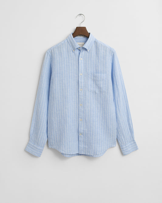 Koszula męska w paski z długim rękawem regular fit niebieska