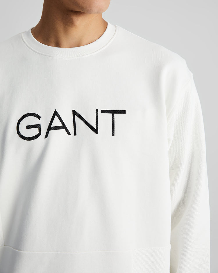 Bawełniana bluza męska z nadrukiem regular fit biała