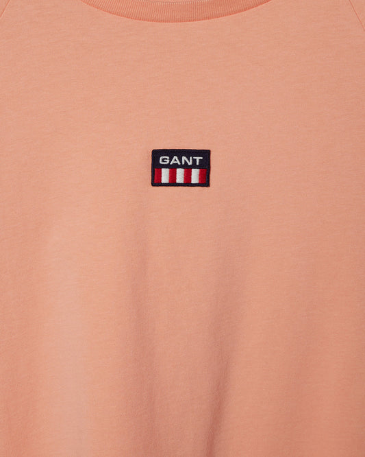 Bawełniana koszulka damska z nadrukiem regular fit pomarańczowa