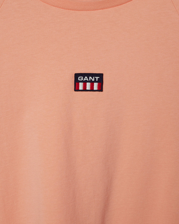 Bawełniana koszulka damska z nadrukiem regular fit pomarańczowa