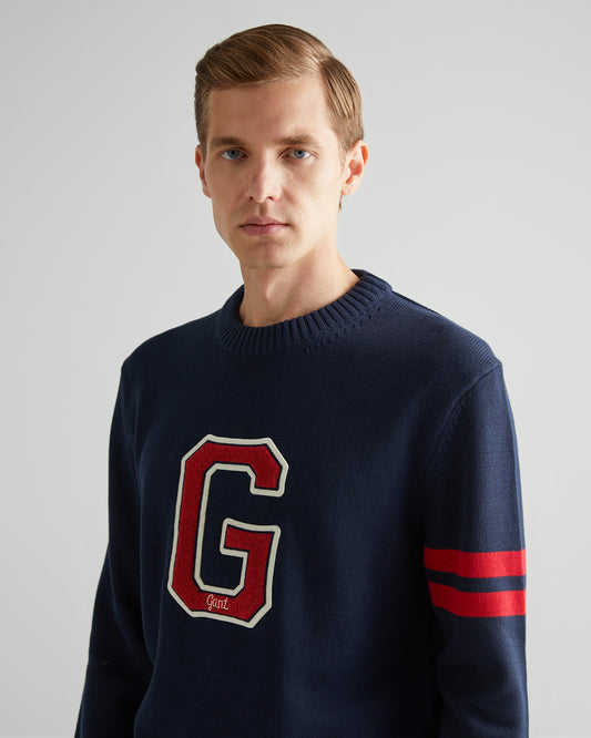 Sweter męski z nadrukiem z okrągłym kołnierzykiem relaxed fit