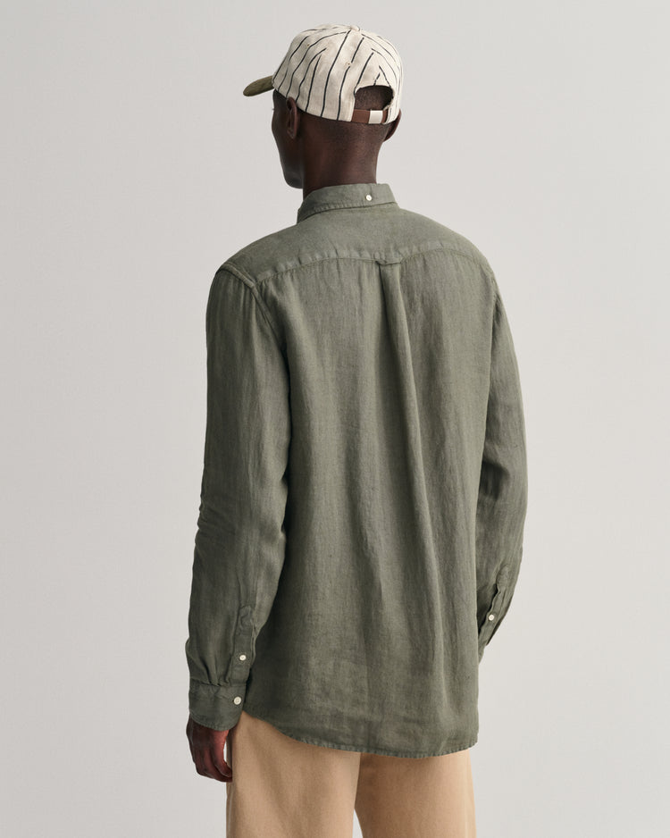 Lniana koszula regular fit khaki