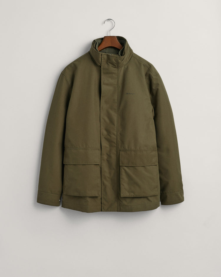 Kurtka męska z nadrukiem z kapturem regular fit zielona