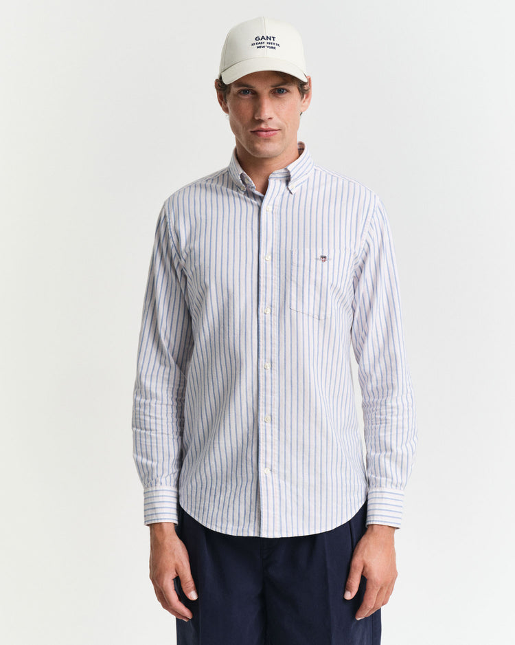 Bawełniana koszula męska z długim rękawem regular fit różowa