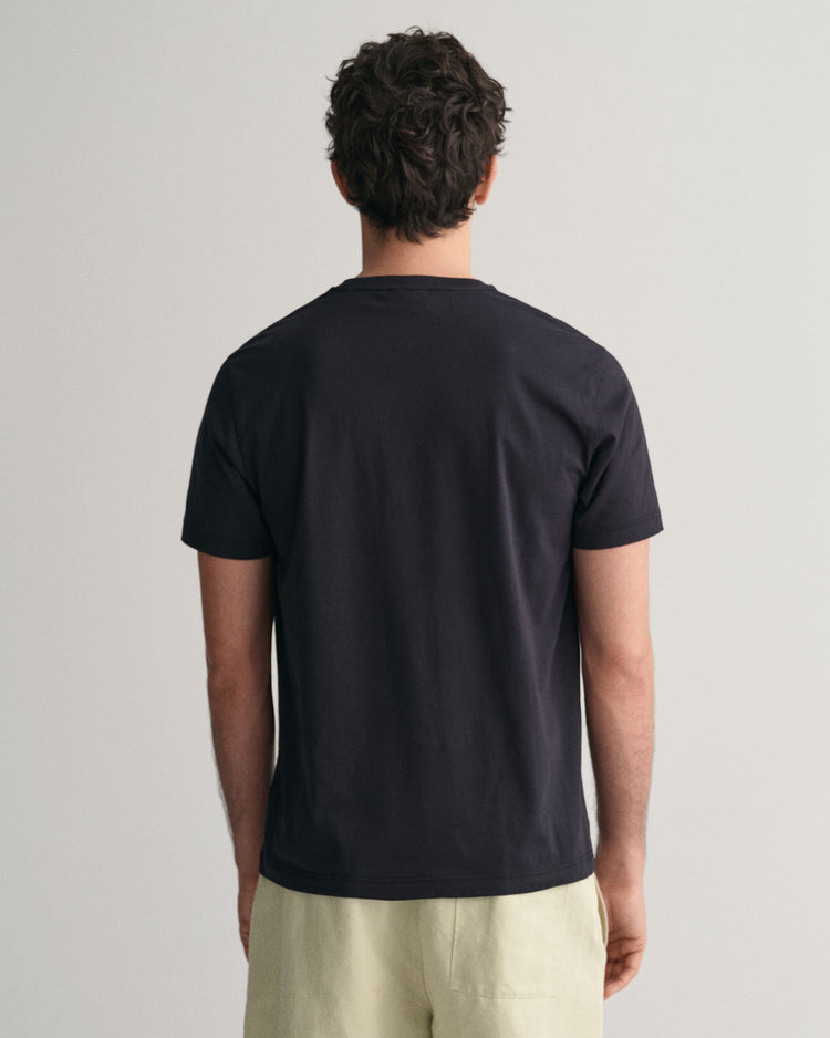 Bawełniany t-shirt męski z nadrukiem regular fit czarny