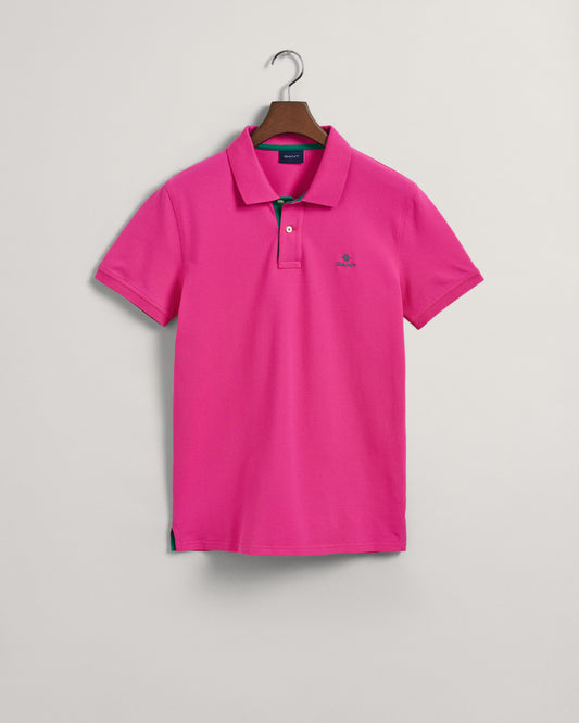 Męska różowa koszulka polo slim fit