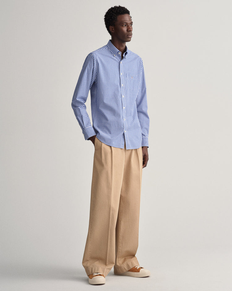 Bawełniana koszula męska w kratkę z długim rękawem regular fit