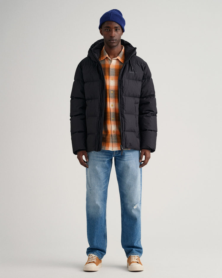 Męska czarna kurtka z kapturem regular fit