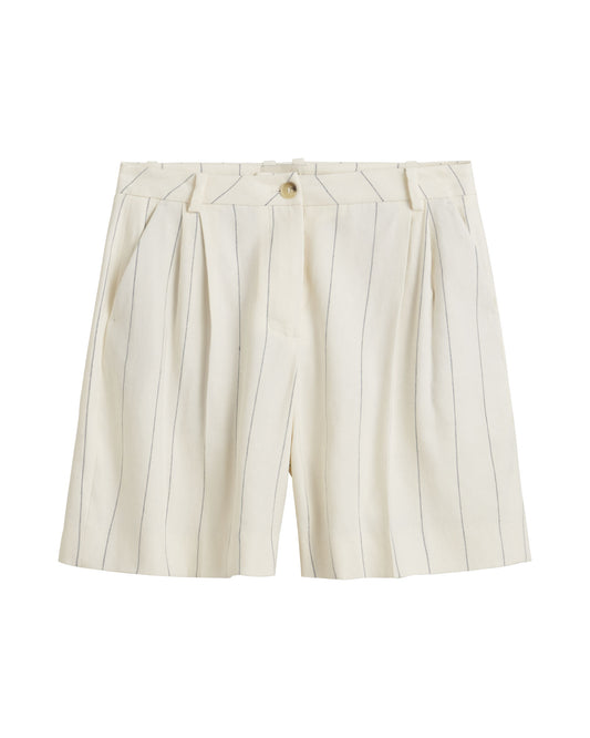 Szorty damskie w paski relaxed fit beżowe