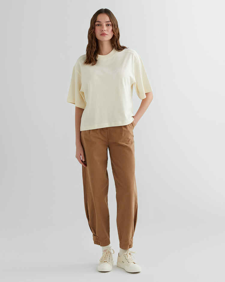 Koszulka damska z nadrukiem i okrągłym kołnierzykiem relaxed fit