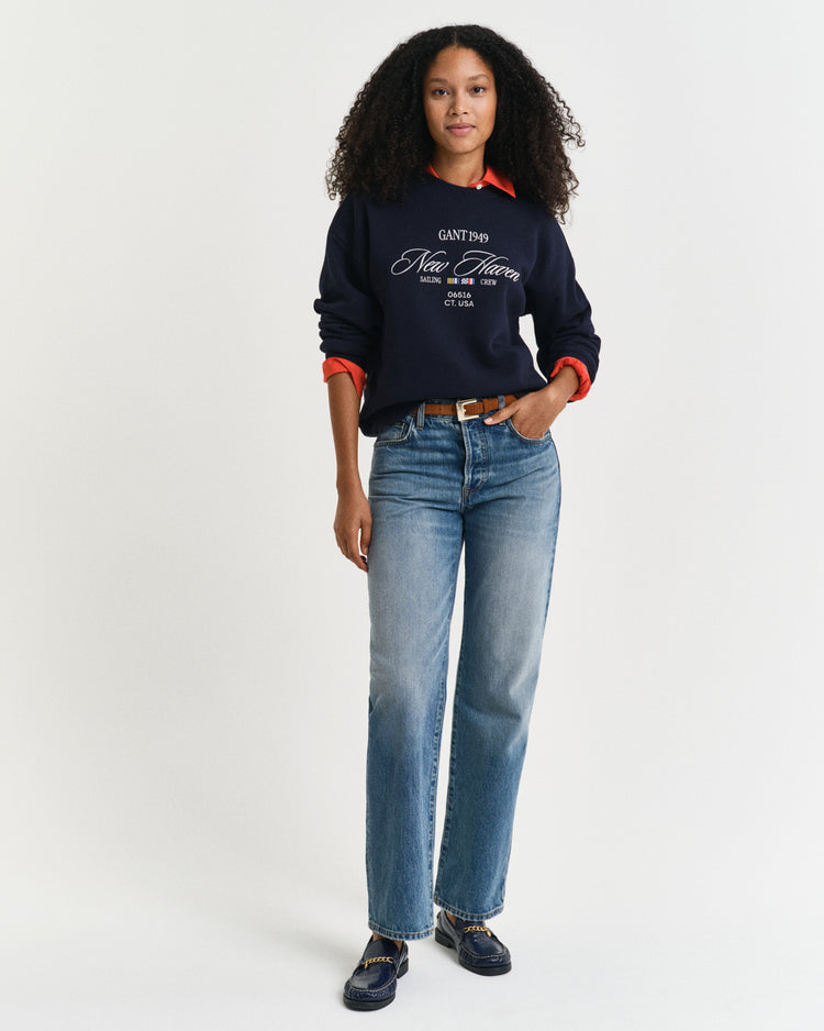 Bluza damska z nadrukiem i okrągłym kołnierzykiem relaxed fit