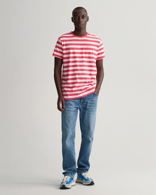 T-shirt w różnokolorowe paski