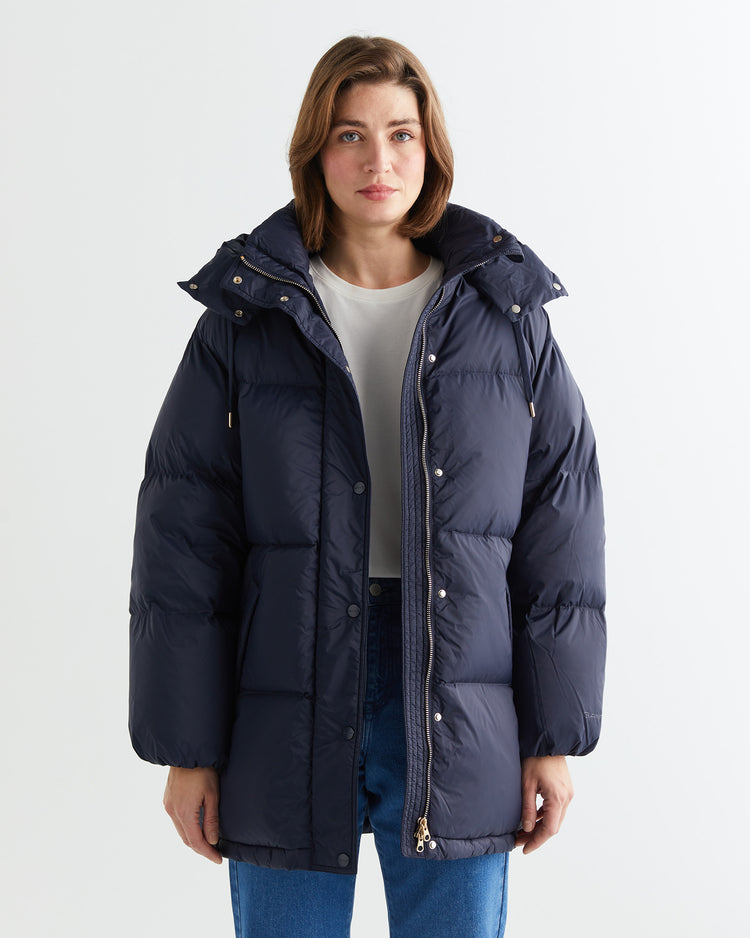 Kurtka damska z kapturem relaxed fit granatowa