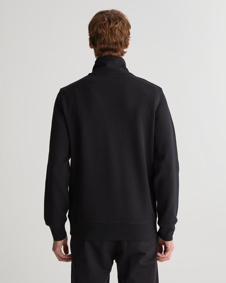 Bluza męska z nadrukiem z zamkiem do połowy regular fit czarna