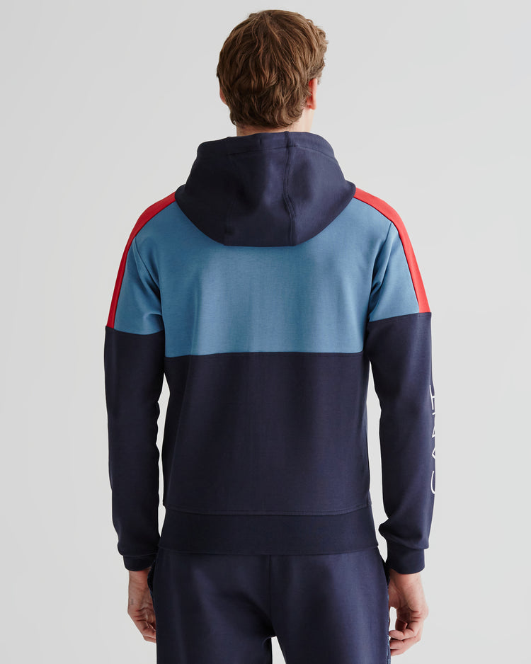 Męska granatowa bluza z kapturem z logo, regular fit