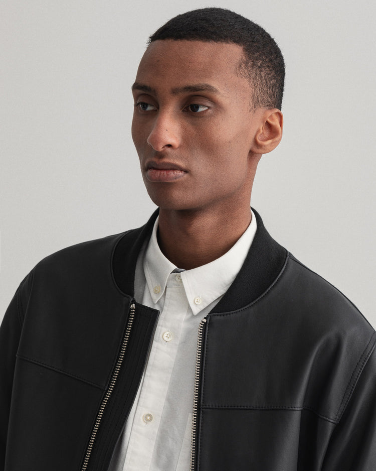 Skórzana kurtka męska regular fit czarna