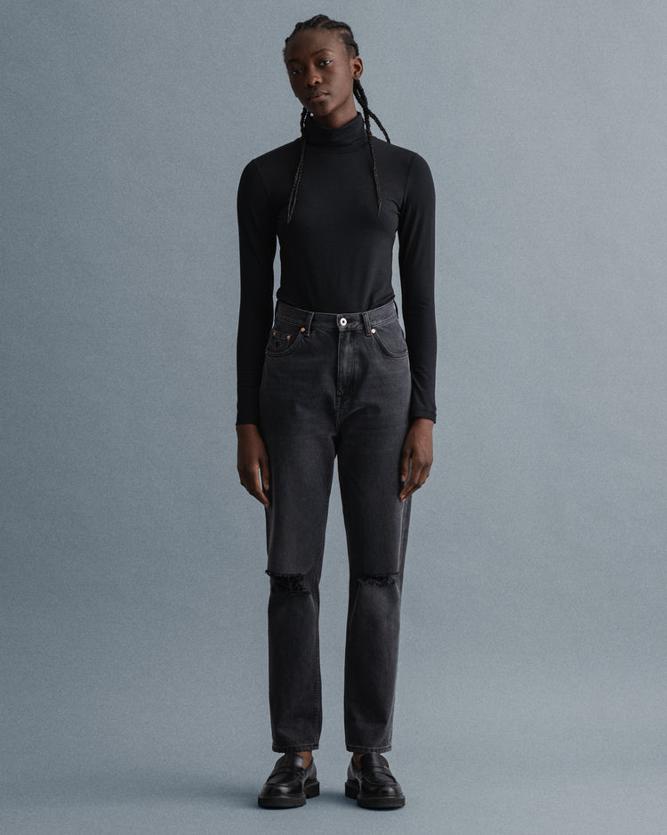 Bawełniane spodnie jeansowe damskie slim fit czarne