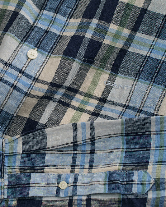 Koszula męska w kratkę z długim rękawem regular fit niebieska