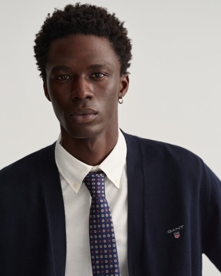 Męski granatowy kardigan regular fit zapinany na guziki