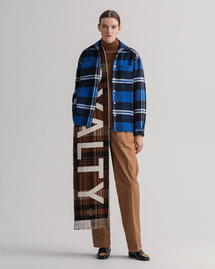 Koszula damska w kratkę z długim rękawem oversize fit niebieska