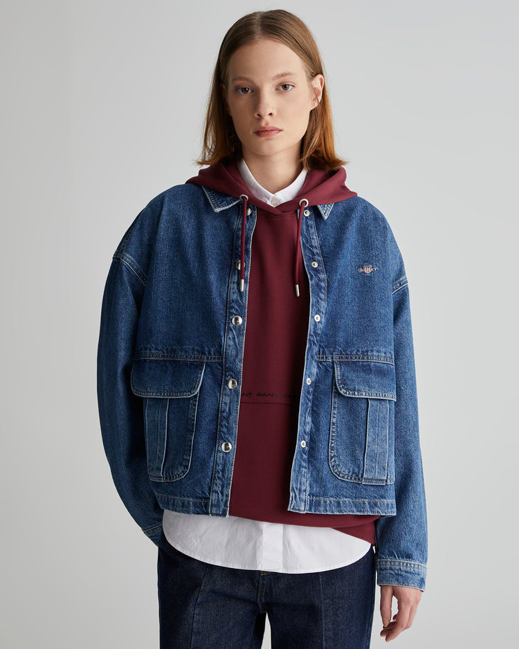 Bluza damska z nadrukiem z kapturem regular fit bordowa