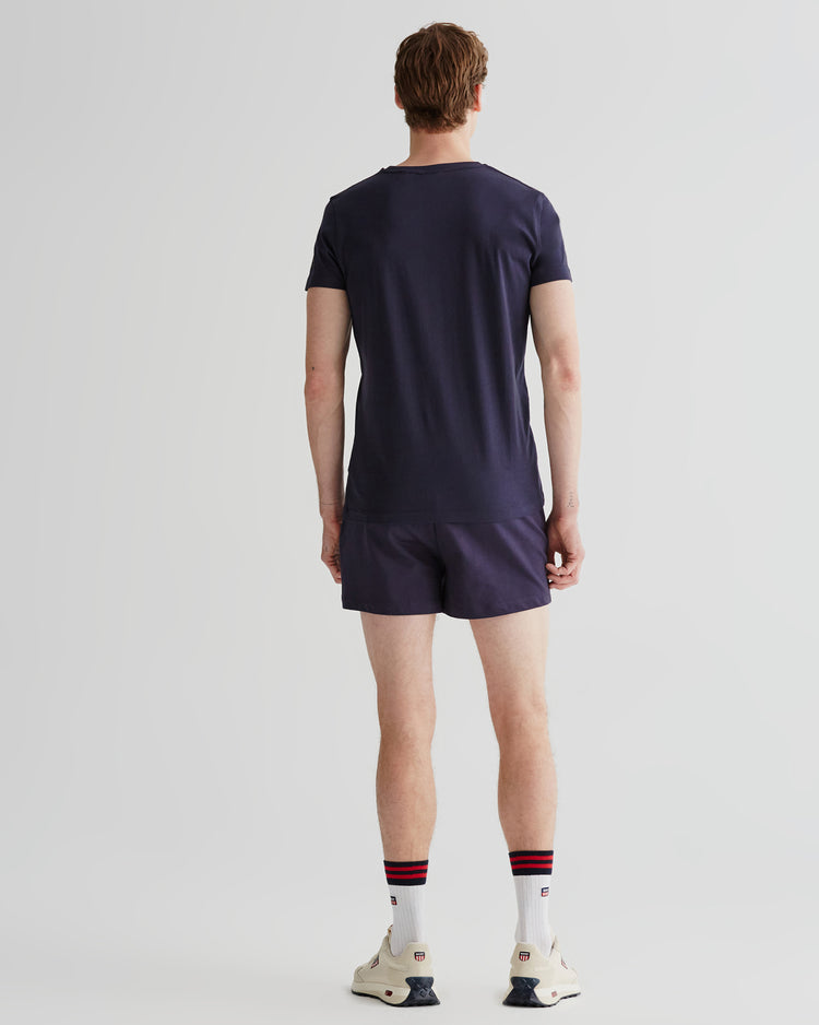 Bawełniany t-shirt męski z nadrukiem regular fit granatowy