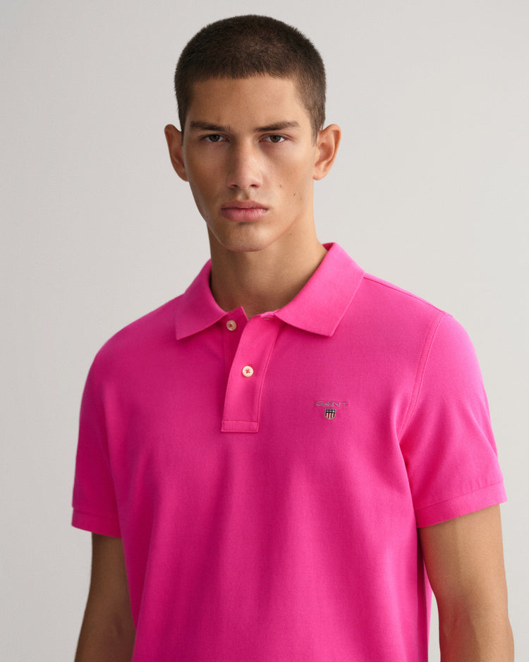 Męski różowy regular fit polo