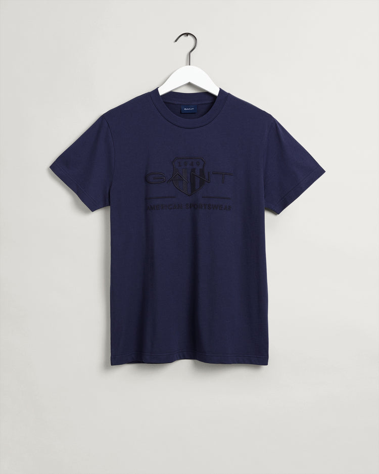 T-shirt męski z okrągłym dekoltem regular fit granatowy