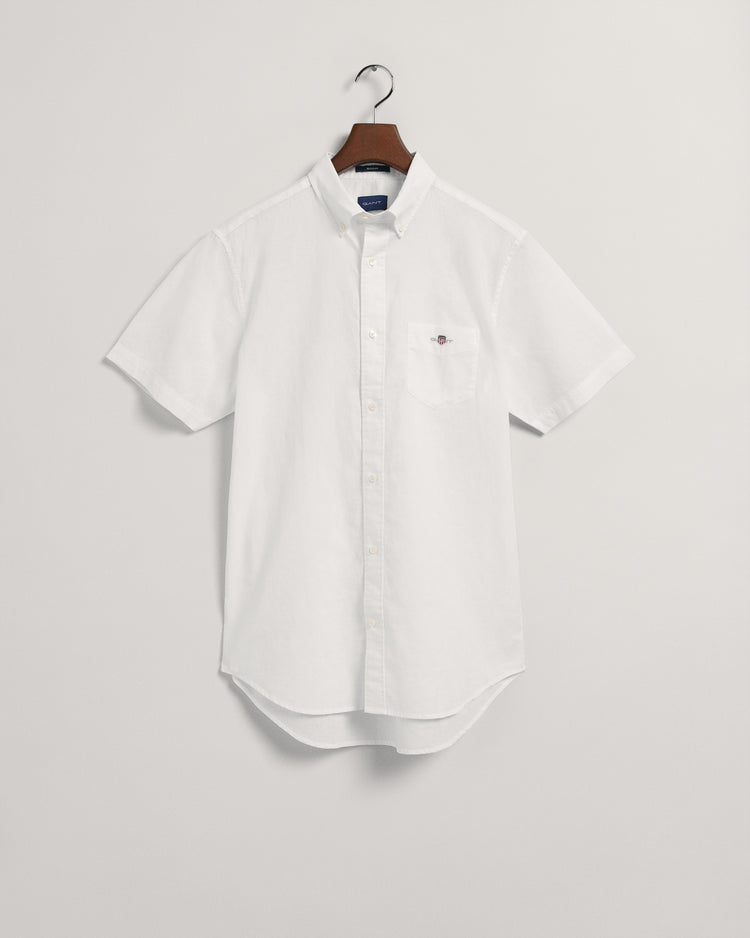 Koszula z lnu i bawełny z krótkim rękawem regular fit