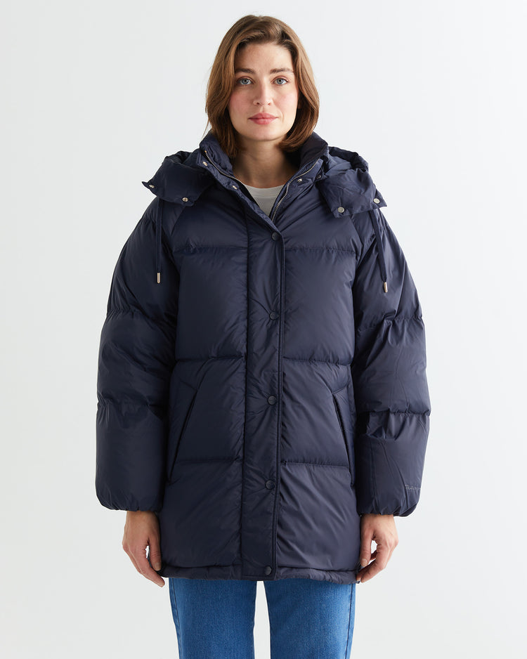 Kurtka damska z kapturem relaxed fit granatowa