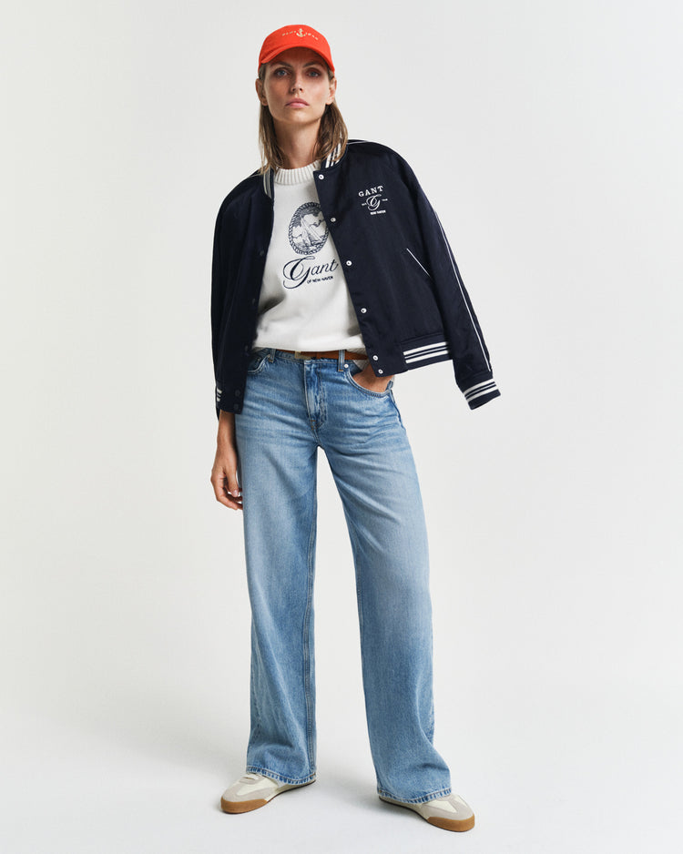 Sweter damski okrągły kołnierzyk długi rękaw regular fit beżowy