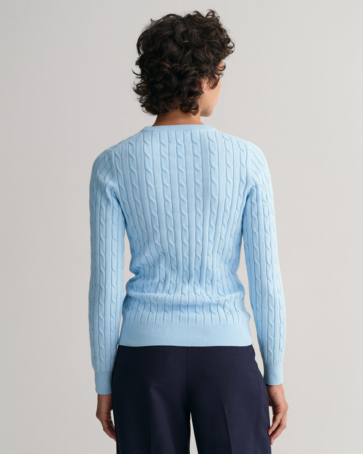 Sweter z elastycznej bawełny o splocie warkoczowym z okrągłym dekoltem