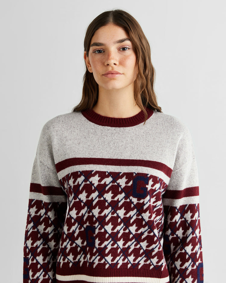 Sweter damski z nadrukiem okrągły kołnierzyk z długim rękawem relaxed fit