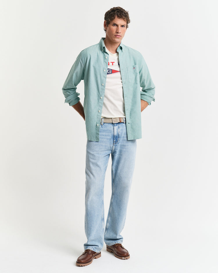 T-shirt męski z nadrukiem regular fit kremowy