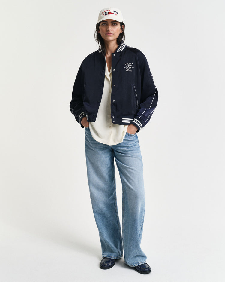 Kurtka damska z nadrukiem ze stójką z długim rękawem regular fit