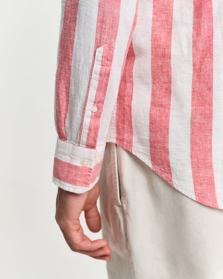 Koszula męska w paski z długim rękawem regular fit czerwona