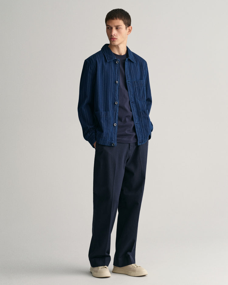 Bawełniany t-shirt męski z nadrukiem regular fit granatowy