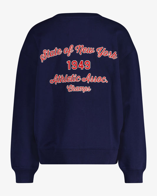 Damska granatowa bawełniana koszulka z naszywką frotte