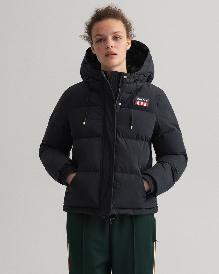 Kurtka damska z nadrukiem zapinana na guziki straight fit czarna