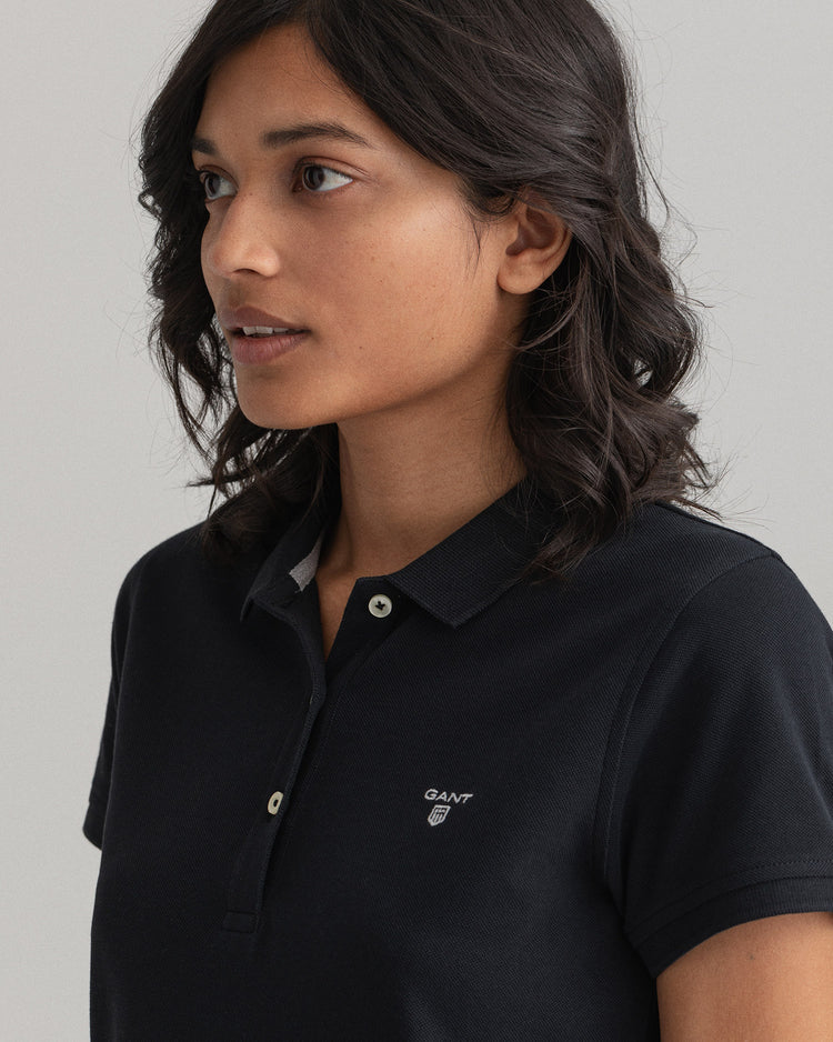 Polo damskie regular fit czarne