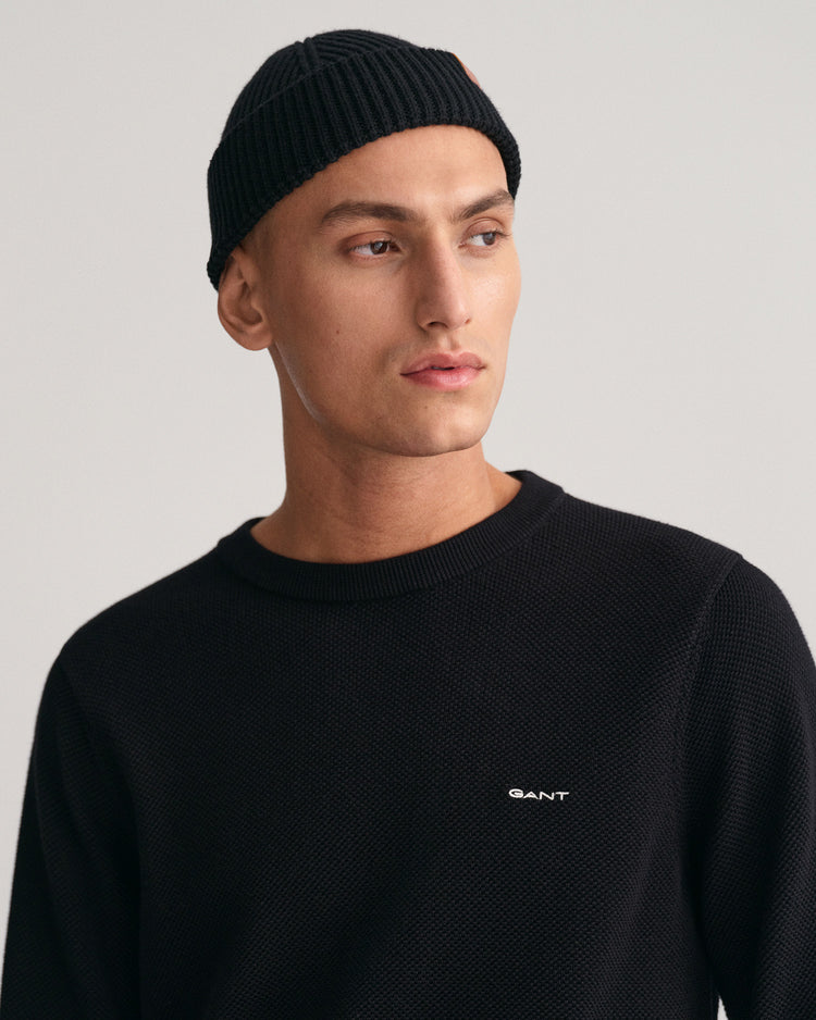 Sweter męski z okrągłym dekoltem regular fit czarny