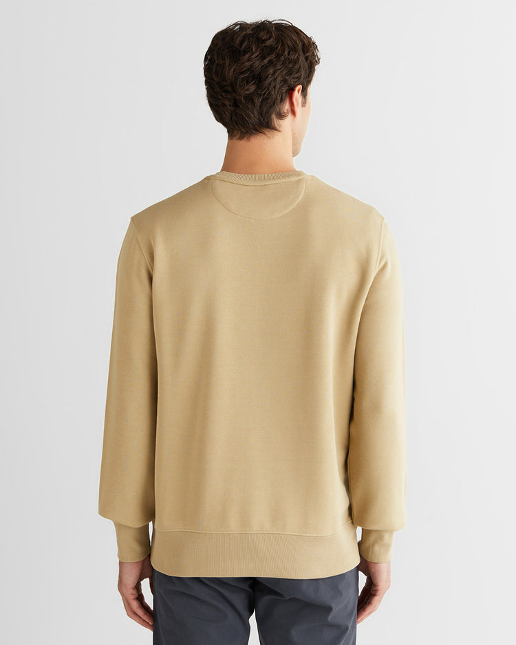Bluza męska okrągły kołnierzyk regular fit beżowa