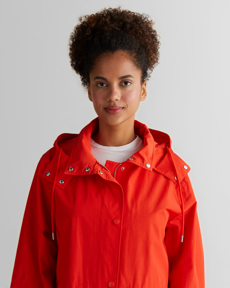 Kurtki damskie z kapturem relaxed fit pomarańczowe