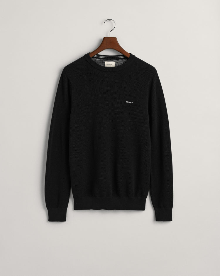 Sweter męski z okrągłym dekoltem regular fit czarny